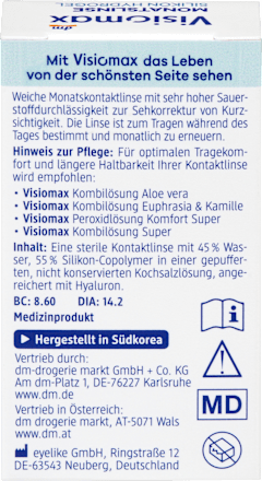 kontaktní čočky měsíční silikonové -1,75 DP visiomax
