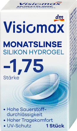 Mesečna silikonsko-hidrogelna kontaktna leča, dioptrija -1,75 visiomax