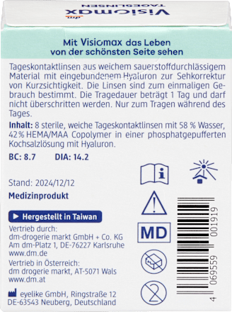 Tageslinsen Dioptrie -2,00 VISIOMAX