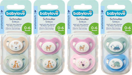 Succhietto anatomico in silicone, 0-6 mesi, assort. babylove