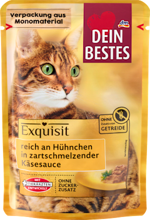 Nassfutter Katze Exquisit reich an Hühnchen in Käsesauce Dein Bestes