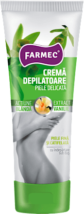 Cremă depilatoare cu extract de vanilie pentru piele delicată farmec