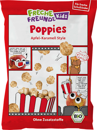 Kindersnack Poppies Apfel-Karamell Style, für Schulkinder Freche Freunde