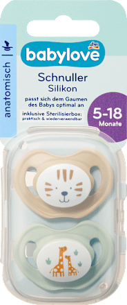 Schnuller Silikon anatomisch, beige/mint, Gr. 2, 5-18 Monate babylove