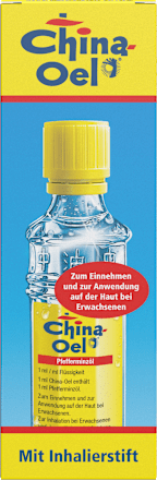 China-Oel, Wirkstoff: Pfefferminzöl 1 ml / ml Flüssigkeit, mit Inhalierstift China Oel