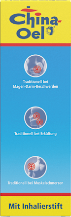 China-Oel, Wirkstoff: Pfefferminzöl 1 ml / ml Flüssigkeit, mit Inhalierstift China Oel