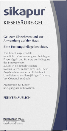 sikapur Silicium Gel F 2,8 g/100 ml Gel Kieselsäure-Gel mit gefälltem, disperskolloidalem Siliciumdioxid zum Einnehmen und zur Anwendung auf der Haut sikapur