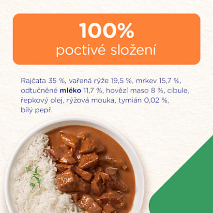 příkrm stroganoff s hovězím a rýží 12m+ Sunar