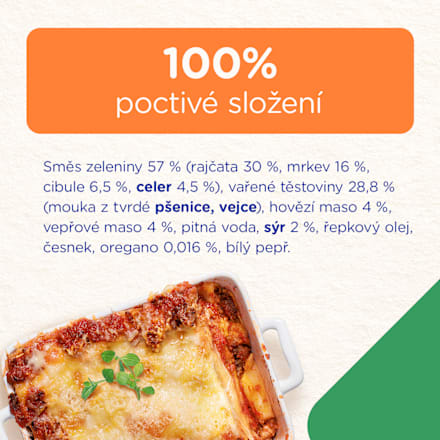 příkrm lasagne s hovězím masem 12m+ Sunar