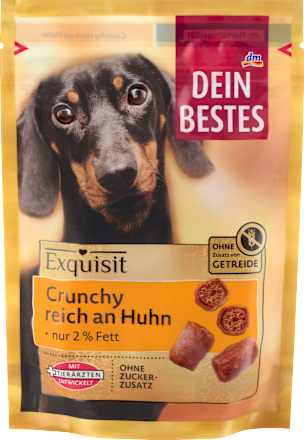 Hundeleckerli Exquisit Crunchy reich an Huhn  Dein Bestes