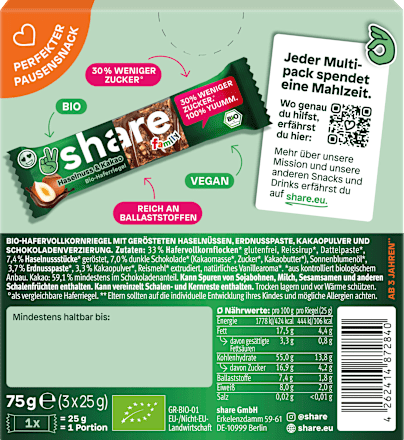 Müsliriegel Haselnuss & Kakao share