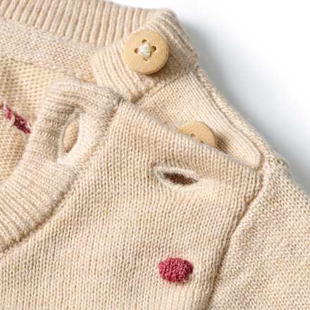 Pullover mit Noppen-Muster & Holzknöpfen, beige, Gr. 68 ALANA