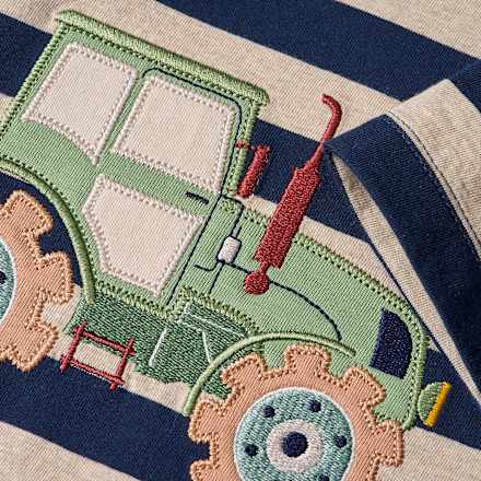 Langarmshirt mit Traktor-Applikation, blau + beige, Gr. 98 ALANA