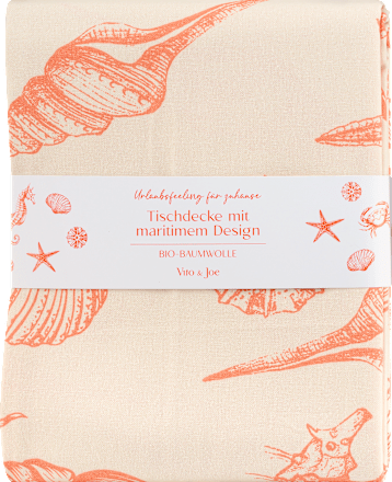 Tischdecke aus Bio-Baumwolle mit maritimen Print, korall (140x240 cm) Vito & Joe