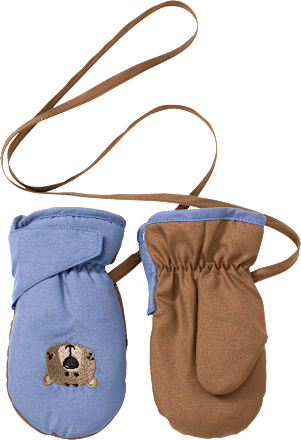 Fäustlinge mit Bären-Motiv, blau & braun, Gr. 2 PUSBLU