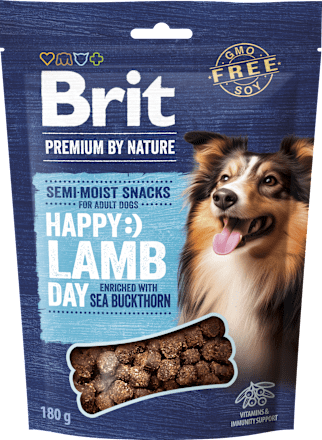 Pochúťka pre psy Premium By Nature, Semi-Moist Snacks Happy Lamb day Brit