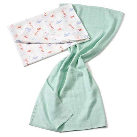 Mulltücher mit maritimem Motiv, 80 x 80 cm ALANA