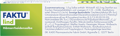 Faktu lind Hämorrhoidensalbe 62,5 mg / 1 g Salbe Wirkstoff: Hamamelisblätter- und -zweigedestillat FAKTU lind