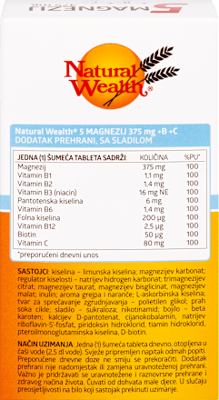 5 Magnezij 375 mg + B + C Natural Wealth