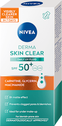 Denný pleťový UV fluid Derma Skin Clear SPF 50+ NIVEA