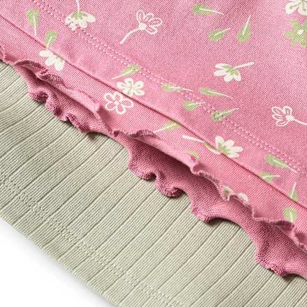 Langarmshirts mit Blumen-Muster, Rüschen & Ripp-Struktur, rosa + grün, Gr. 92 ALANA