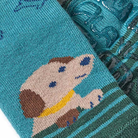 Stoppersocken mit Hunde-Motiv, grün & blau, Gr. 23/24 ALANA