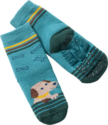 Stoppersocken mit Hunde-Motiv, grün & blau, Gr. 25/26 ALANA