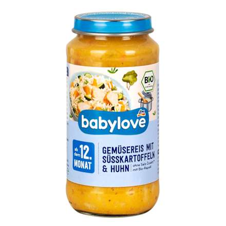 Meniu de orez cu pui și cartofi dulci ECO, 12+ babylove