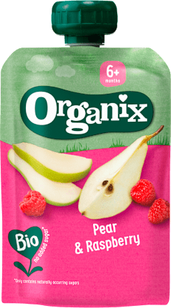 Piure ECO de pere și zmeură, 6+ luni Organix