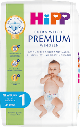 Windeln extra weich Gr. 1 Newborn (2-5 kg) HiPP