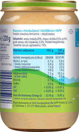 Risotto z brokułami i królikiem HiPP