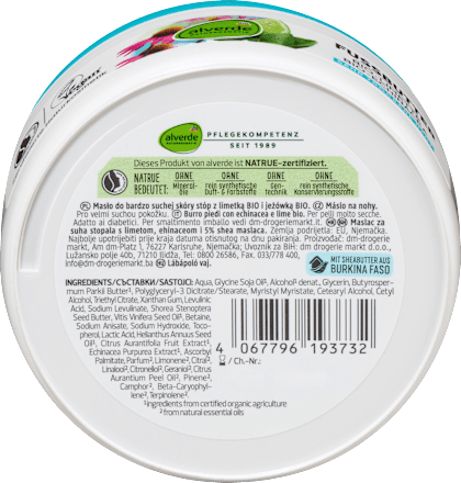 Maslac za stopala - limeta i echinacea alverde NATURKOSMETIK