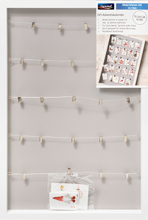 Bilderrahmen 60x40cm, weiß mit 24 Clips Paradies