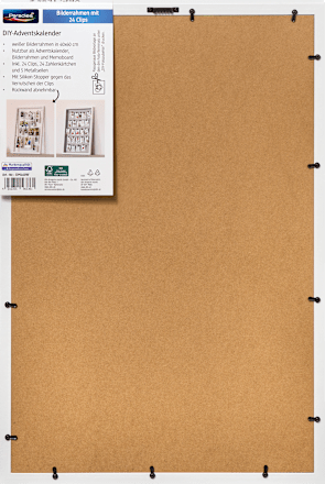 Bilderrahmen 60x40cm, weiß mit 24 Clips Paradies
