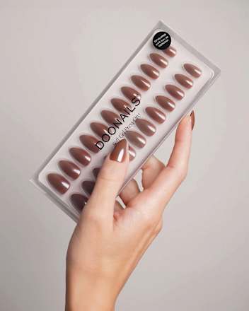 Künstliche Nägel, Soft Gel Press Ons Glazed Chocolate Short Almond Doonails