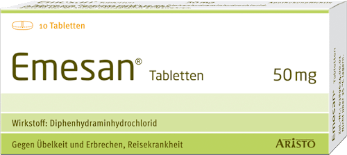 Emesan Tabletten Diphenhydraminhydrochlorid 50 mg Mittel gegen Übelkeit und Erbrechen ARISTO