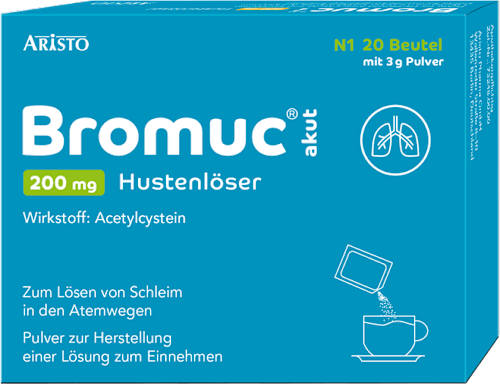 Bromuc akut 200 mg Acetylcystein Hustenlöser Beutel 20 x á 3 g Pulver zur Herstellung einer Lösung zum Einnehmen ARISTO