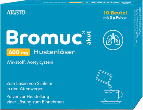Bromuc akut 600 mg Acetylcystein Hustenlöser Beutel 10 x á 3g Pulver zur Herstellung einer Lösung zum Einnehmen ARISTO