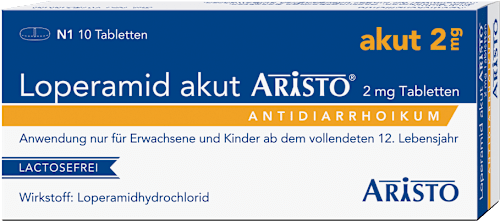 Loperamid akut ARISTO 2 mg Loperamidhydrochlorid Tabletten Mittel gegen Durchfall ARISTO