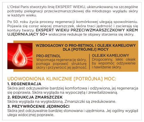 Krem przeciwzmarszczkowy ujędrniający na noc 50+ Ekspert Wieku L'ORÉAL PARiS