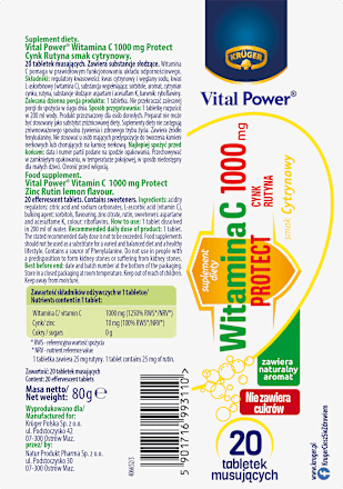 Witamina C 1000 mg, tabletki musujące KRÜGER