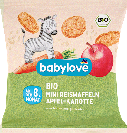 Bio mini almás-sárgarépás puffasztott rizskorongok, 8. hónapos kortól babylove