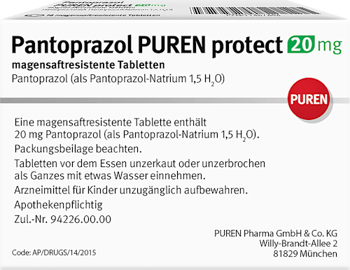 Pantoprazol PUREN protect 20 mg magensaftresistente Tabletten PUREN
