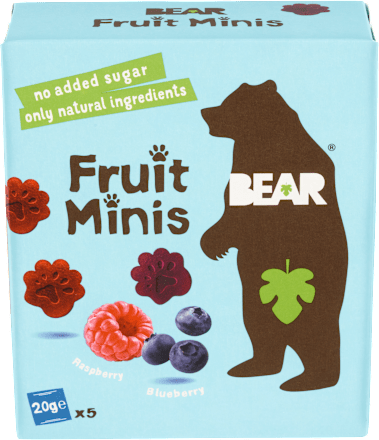 ovocné minis tlapičky s příchutí malina a borůvka 5x20 g Bear