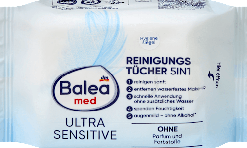 Vlhčené čistiace pleťové utierky Ultra Sensitive 5v1 Balea
