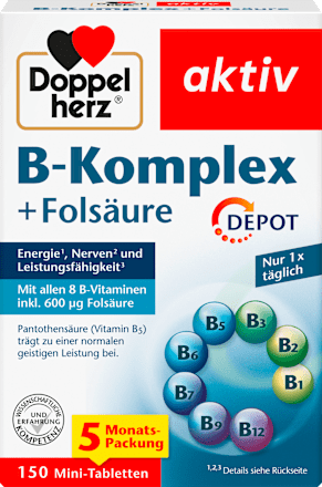 DoppelherzB-Komplex + Folsäure Depot Mini-Tabletten 150 St, 45,8 gNahrungsergänzungsmittel