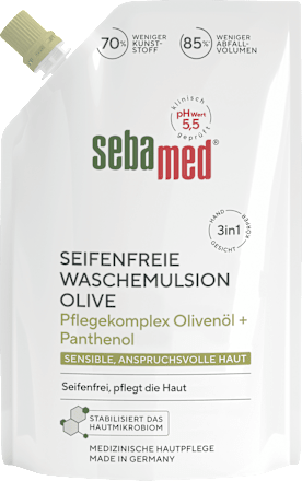 flüssige Waschemulsion Olive, seifenfrei, Nachfüllpack sebamed