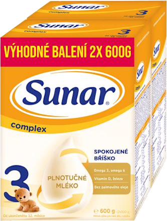 pokračovací mléčná kojenecká výživa 3 Complex 12m 2x600 g Sunar