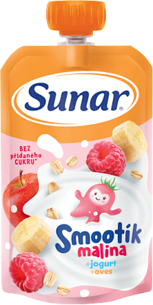 Smootík malina, jogurt a ovsené vločky Sunar