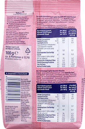 Bio mini gyümölcsszelet mix banános-meggyes és almás-banános ízben, 1 éves kortól babylove